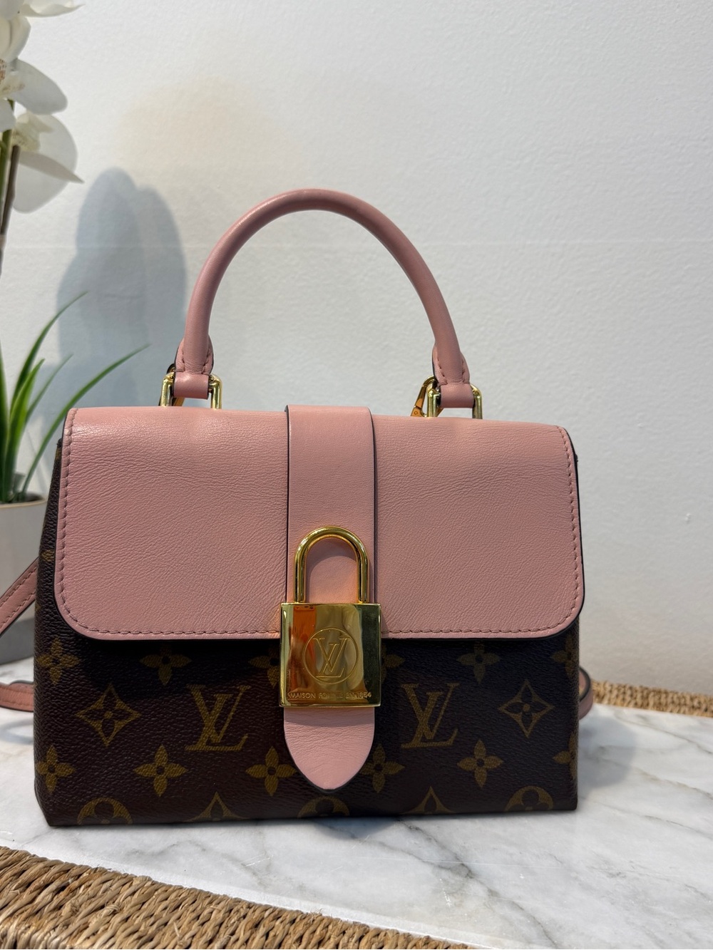Louis Vuitton Monogram Pink Leather Top Handle Shoulder Bag